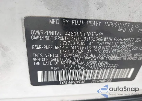 2010 Subaru Forester 2.5X Premium from USA, damaged, VIN JF2SH6CC9AH801556